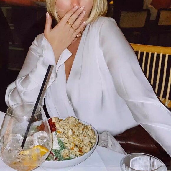 NWT Favorite Daughter The Date Blouse Satin Bodysuit White Off White - Picture 2 of 7